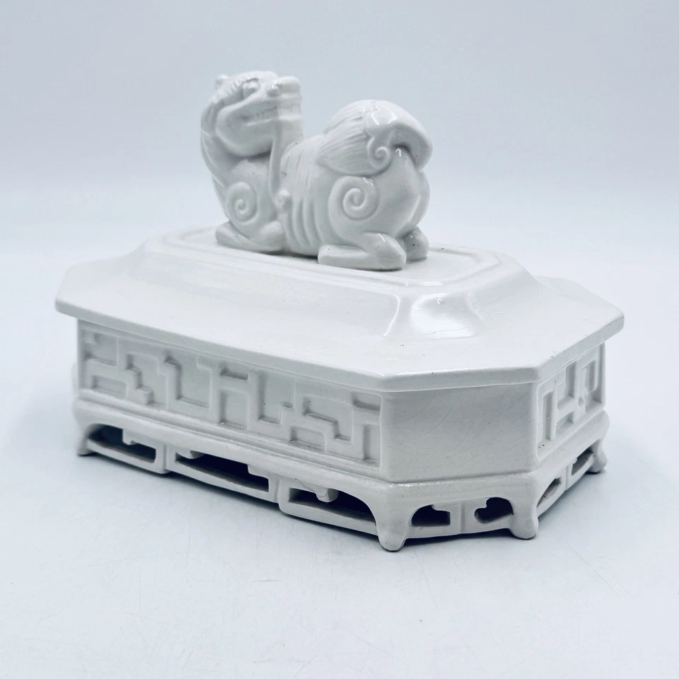 Foo Dog de porcelana atribuido a Ethan Allen hecho en Italia - grande Foto 4 de 4