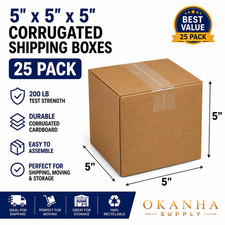 Cardboard Paper Box Mailing Packing Shipping Corrugated Carton 5x5x5 -25 Boxes