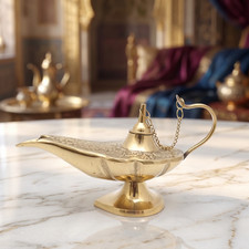 Arabian Vintage Brass Genie Lamp, Antique Look Brass Showpiece, Home Gift