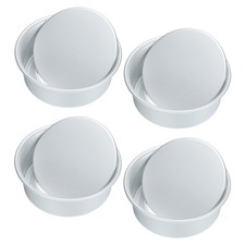 4 Pcs Non-Stick Round Cake Pan 5.5" for Cake Baking, Silver Tone
