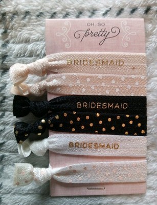 Oh So Pretty Bridesmaid Hair Ties Pink White Black NIP