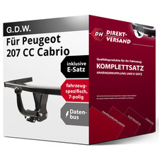 Für 207 CC Cabrio WD (G.D.W.) Anhängerkupplung starr + E-Satz 7pol spezifisch