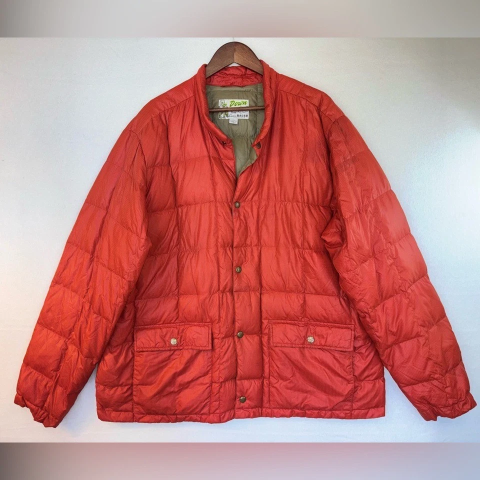 ВИНТАЖНЫЙ EDDIE BAUER мужчин вниз пуховик пальто куртка оранжевый упаковываемый выстеганная 2XL - Изображение 3 из 4