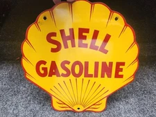Porcelain Shell Gas Pump Plate Sign