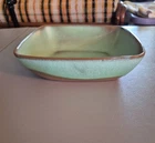 Frankoma Pottery 5NS Plainsman Square Bowl Prairie Green Glaze Vintage