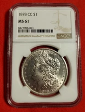 1878 CC Morgan Silver Dollar NGC MS 61 First YR Morgan *828*