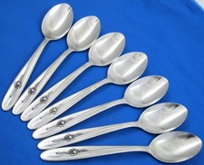 Lot 7 Sears Tradition PROVINCIAL ROSE Glossy Stainless Teaspoons Spoons