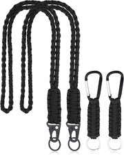 2 Set Heavy Duty Paracord Lanyard and Braided Keychain for ID Card Badge Holder,