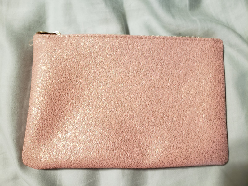 2021 Ipsy December Pink Rose Gold Sparkly Makeup Bag w/zippered top