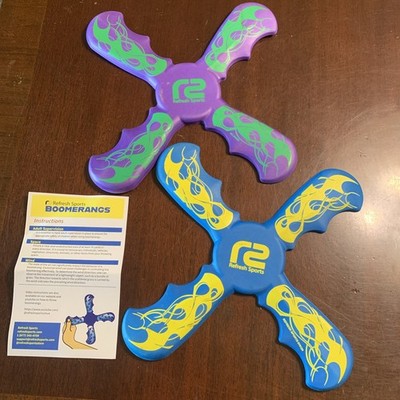 Refresh Sports  2 Boomerang for Kids - Fun & Easy to Used purple and blue 10in