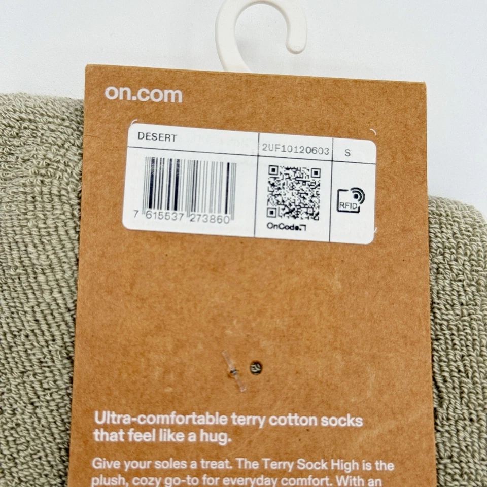 On Cloud Terry Sock High Max Cushion Size S (2 Desert, 1 Blue) 3 PAIRS, NEW - Image 3 of 4