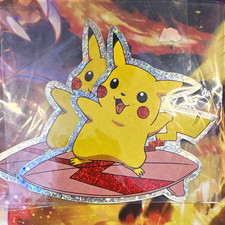 Vintage 90 s Pok mon Surfing Pikachu Holographic Vending Sticker Decal