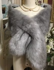 New NWT Women's Sondra Roberts Silver Fox Faux Fur Evening Wrap Stole 5' Long