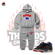Men's Grey Hoodie Joggers Set RARE 23 Sweatsuit Matches Air Jordan 4 Rare Air
