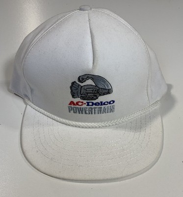 Vintage AC Delco Powertrain Snapback Hat GM Auto Batteries Rope 90s