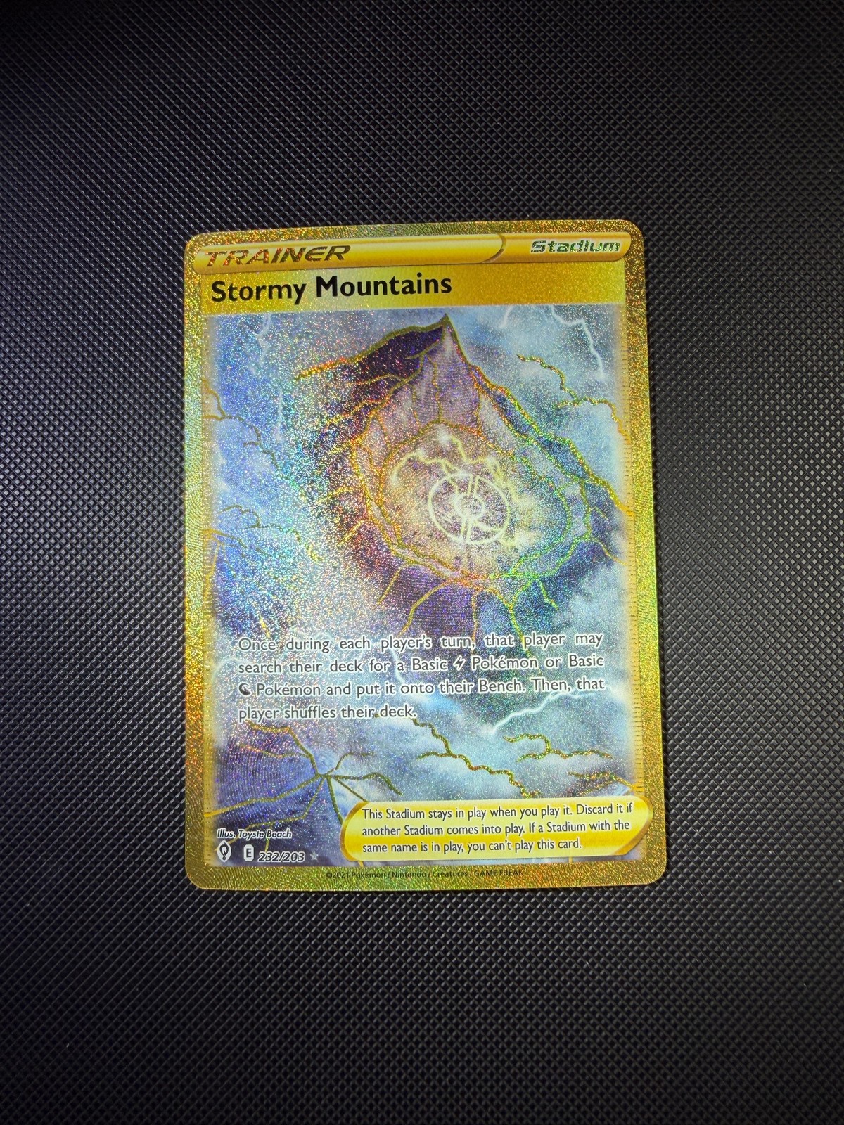 STORMY MOUNTAINS 232/203 SECRET RARE EVOLVING SKIES POKEMON HOLO NM