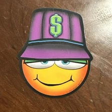 1999 Brand Imports Smiley Face Sticker Purple Bucket Hat Dollar Sign