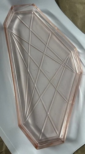 Vintage Pink Depression Glass Serving Tray Insert 8 Sides Geometric Lines 9.5”