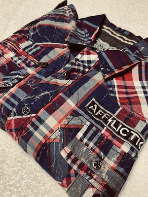 Affliction Black Premium Button Up Embroidered Patches XL  Y2K Vintage