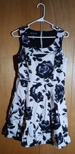 Aesthetic INC Floral Dress Size 10 Black & White Rose Sleeveless Fit Flare