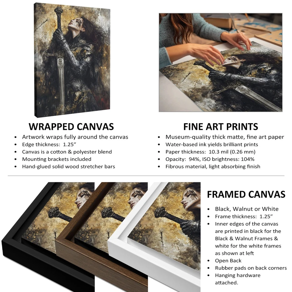 St. Joan of Arc Fine Art Print #1: Abstract Warrior Woman Painting, Medieval Art - Image 3 of 4