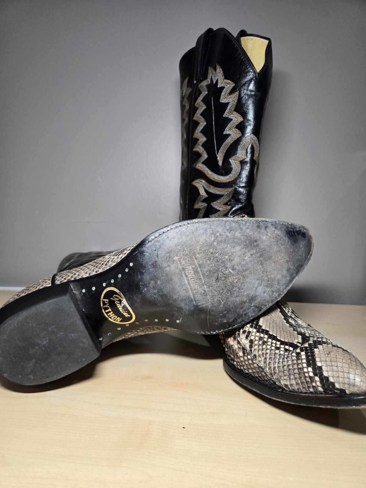 Vintage Panhandle Slims Python Leather Cowboy Boo… - image 10