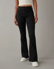 American Eagle High Rise Skinny Kick Next Level Stretch Black Jeans Sz 6 Regular