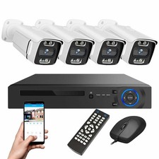 PoE CCTV System 8Ch NVR 4 Camera With Mic 5MP 4K Full Colour Outdoor Kit -No HDD