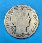 1902 Barber Half Dollar Circulated Silver Coin