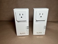 Lot of 2 ZyXEL Powerline Pass-Thru Ethernet Adapter PLA-407 200Mbps - White