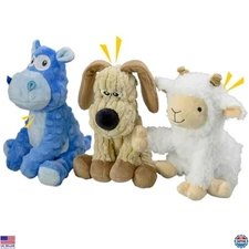 3-Pack Squeaky Plush Dog Toys - Durable Crinkle Animal Shapes for All Sizes