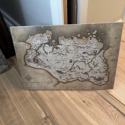 Displate Skyrim Map Metal Wall Art Decor Providence Of Skyrim 17.75x12.5