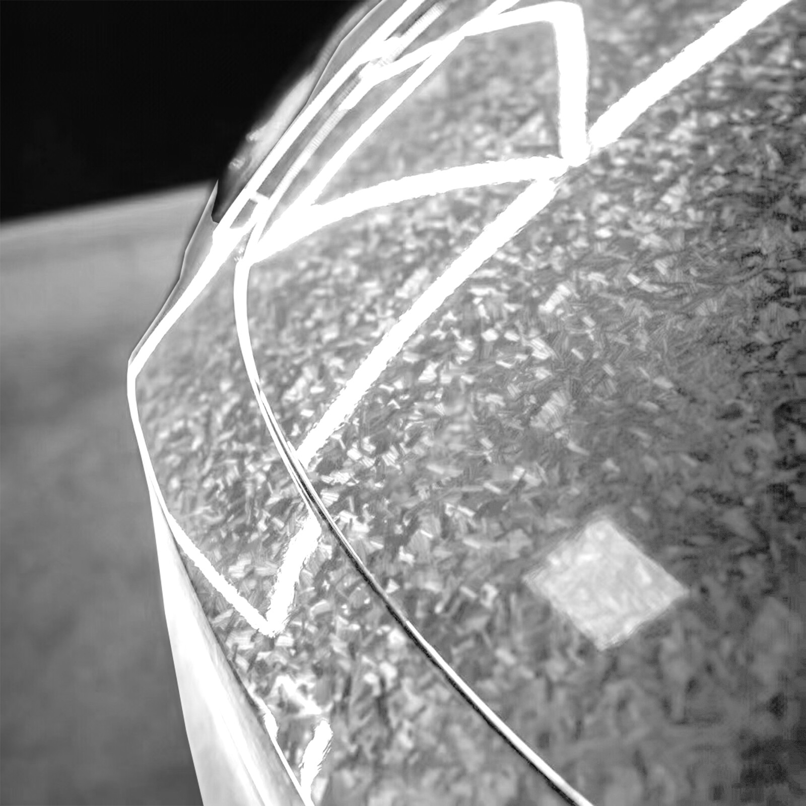 24K Chopped Forged Carbon Fiber Gloss Silver Car Vinyl Wrap Sticker ...