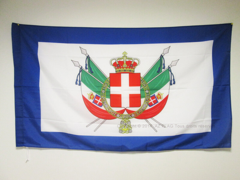 Drapeau officiel Royaume d Italie 1861-1870 avec armoiries héraldiques de prestige