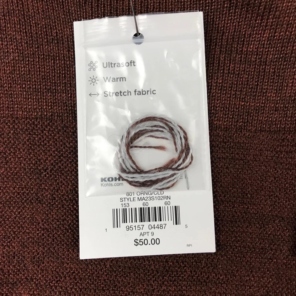 Apt 9 Sweater Mens Large Brown Gray Merino Woolen Seriously Soft Pullover NWT - Image 3 of 4