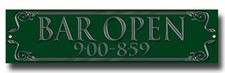 BAR OPEN - HOME BAR METAL SIGN.DIMENSIONS 12" X 3".OLD BRITISH PUB STYLE DECOR