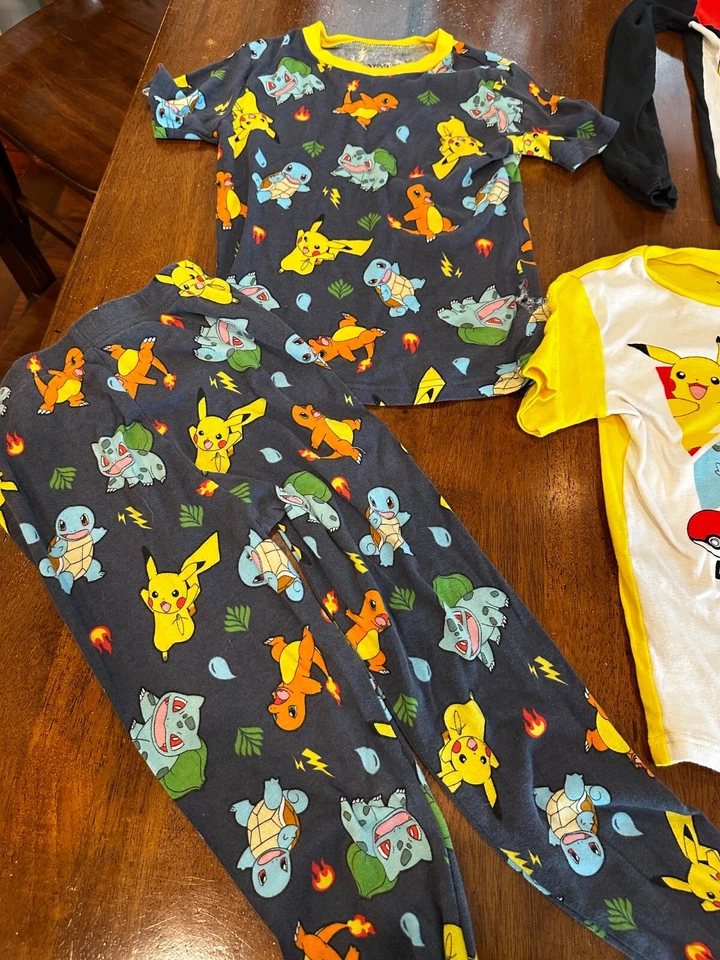 Kids Pokemon Pajamas lot of 3 shirts, two pants size 10 - Image 3 of 4