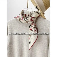 Sallys 70% Cashmere & 30% Silk Horses Print Double Face Neck Collar Scarf 26"