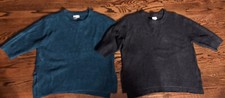 Ann Taylor Loft Outlet Lounge Sweater Lot Oversized XS Gray Aqua 3/4 Sleeve