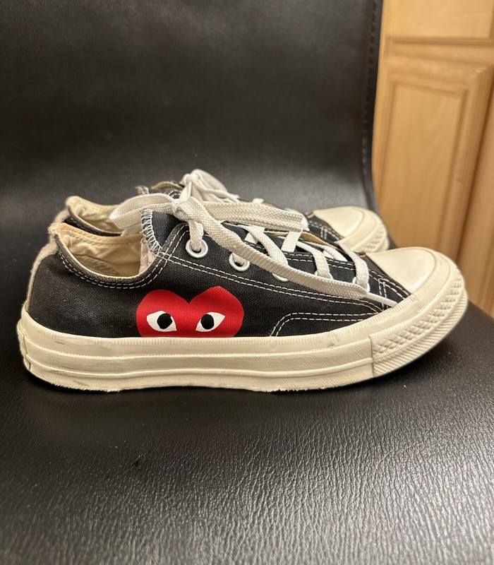 Converse Chuck 70 Low x Comme des Garcons Play Black White Red Heart Shoes Sz W6
