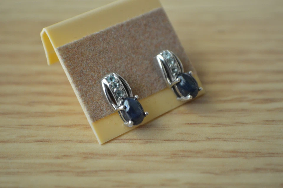 1.75ct Premium Star Blue Sapphire / Apatite Earrings Platinum over Fine Silver - Image 4 of 4