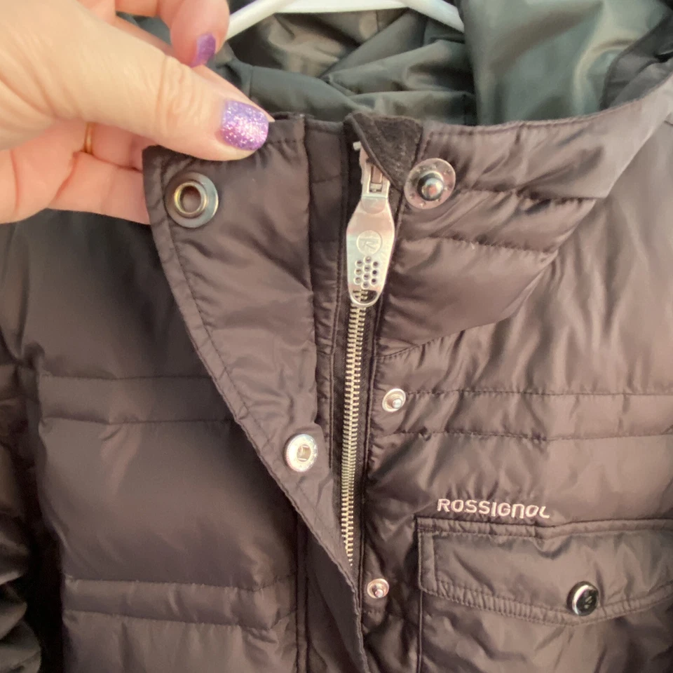 ROSSIGNOL 滑雪夹克女式大号 Puffer 鹅绒绝缘雪地连帽 — 第 4/4 张图片