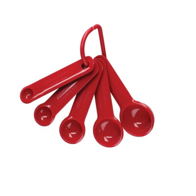 KitchenAid Messlöffel 5-tlg Set Dosierlöffel Messbecher m. Löffel-Maßen rot