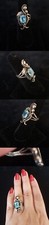 Vintage Sterling Silver Blue Topaz Scroll Signed Ring ri713