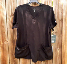 MED COUTURE TOUCH LADIES SCRUB TOP Black , Large 7468 NEW