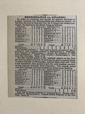 Brooklyn Atlantics New York Mets Oct. 1881 Sporting News Baseball 3X4 Box Score