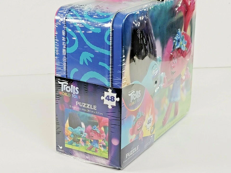 Trolls 48 pc JIGSAW PUZZLE + Reusable Metal Lunchbox, Poppy & Branch, World Tour - Image 3 of 4