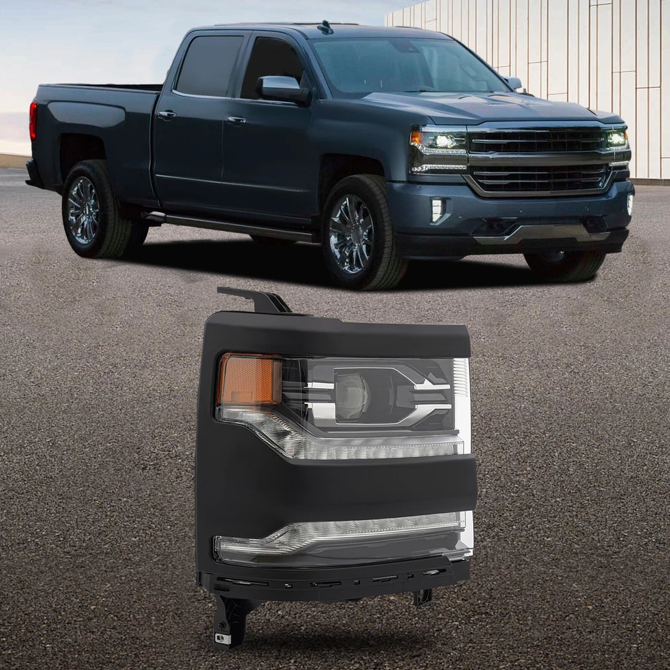 Faro delantero LED para Chevrolet Silverado 1500 2016-2018 con pasajero DRL derecho Foto 3 de 4