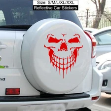 Car Side Door Engine Cover Fuel Tank Rear Trunk Reflective Skull Decal Sticker