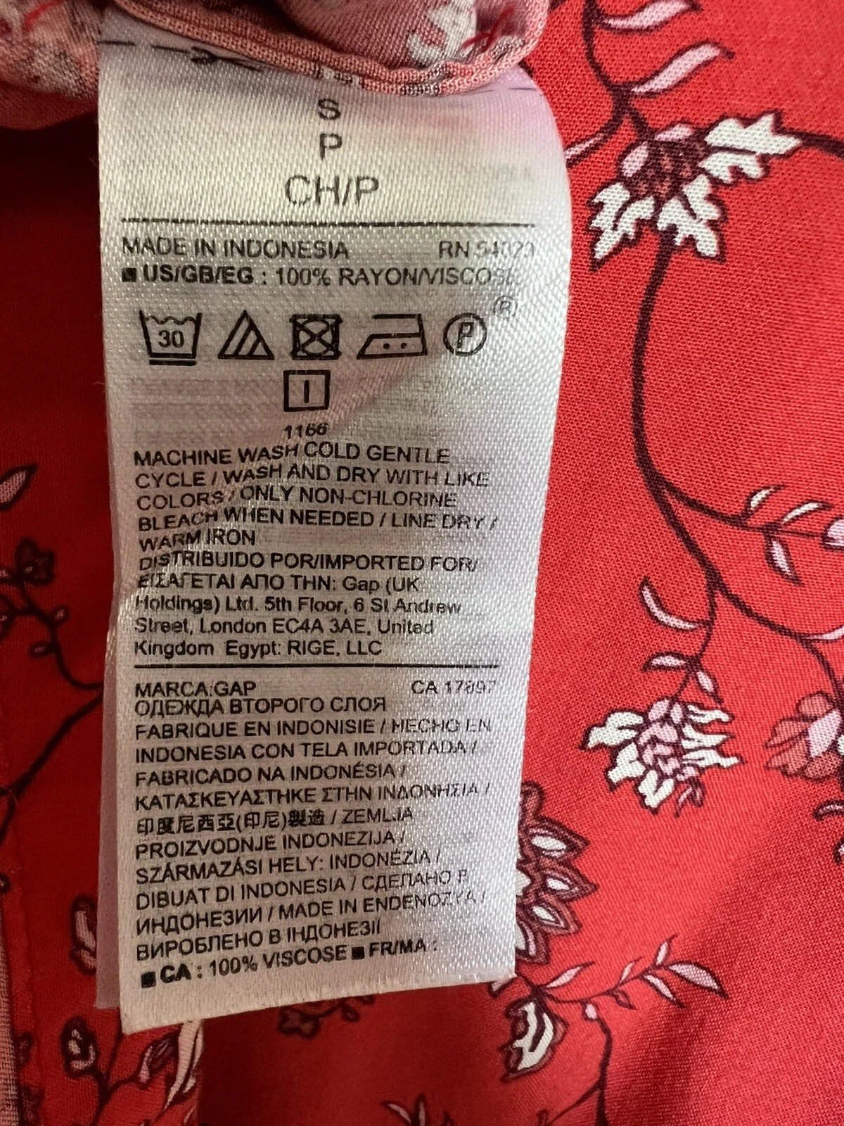 VETEMENTS Abito Gap floreale manica lunga cambio taglia small S V tasche posteriori boho rayon fata